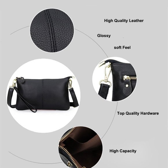 Apricot Leather Crossbody Wristlet Clutch Shoulder Bag Handbag Purse. 2 … - Picture 4 of 12